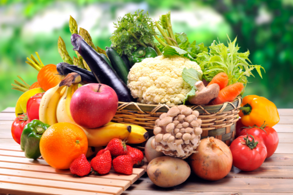 A basket full of fruit and veg